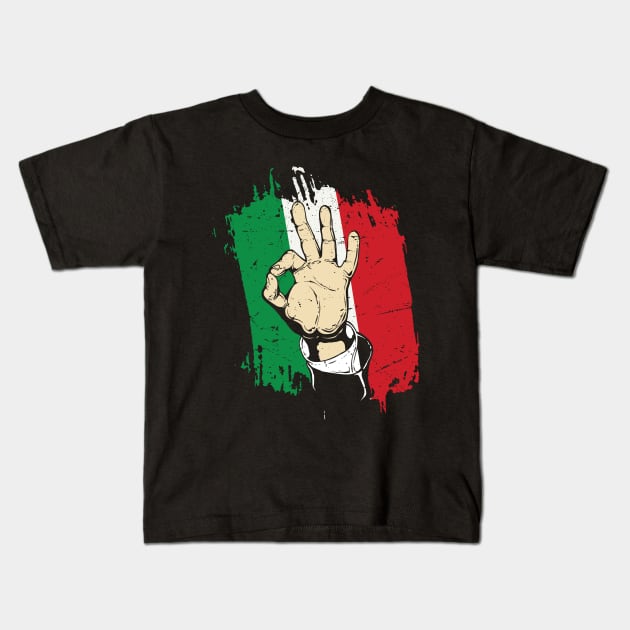 Italian Hand Gesture Sing Language Funny Italy Flag Vintage Kids T-Shirt by GShow